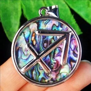 Wrap Abalone Shell Tibetan Silver Pendant & cord